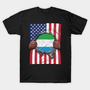 Sierra Leone Flag American Flag Ripped - Gift for Sierra Leonean From Sierra Leone T-Shirt